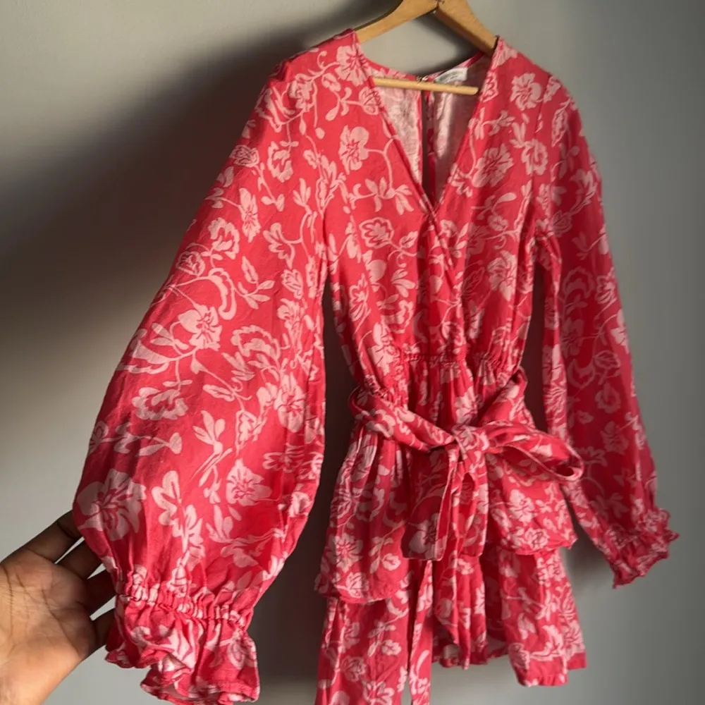 RAMY BROOK Jolie linen Floral Mini Tiered Dress Small - Image 11