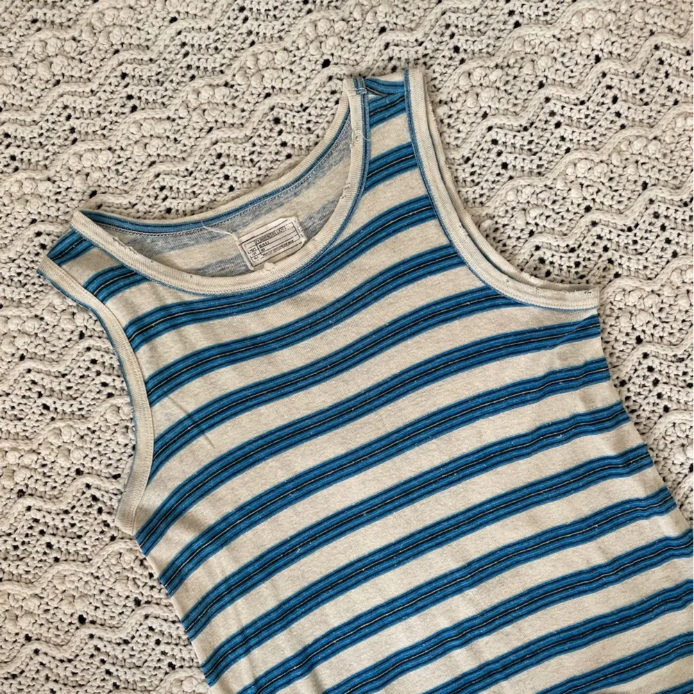 Current/Elliot Hemp Cotton Striped Muscle Tee Tank Dress Blue/Ivory (Medium) - Image 9