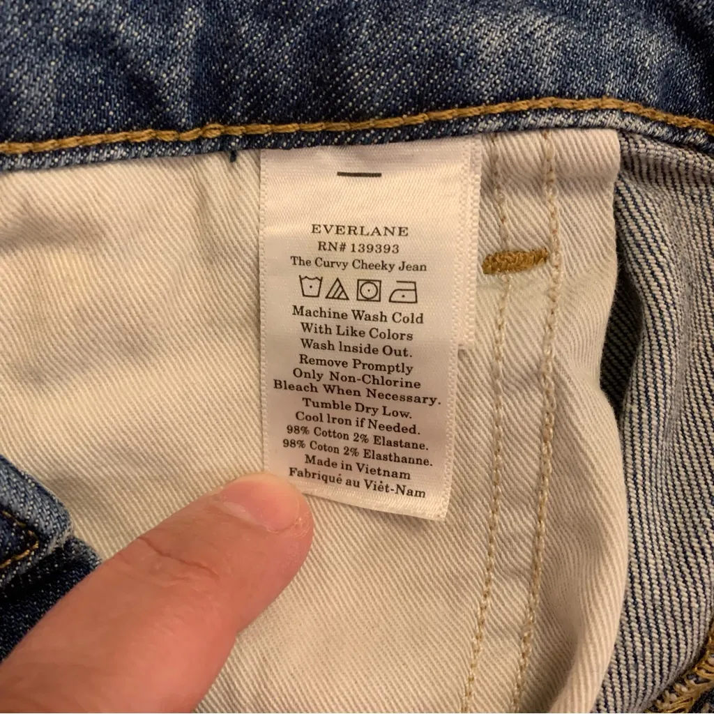 Everlane The Curvy Cheeky High Waist Straight Leg Frayed Hem Jeans Size 32 - Image 12