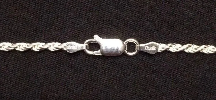 Solid Real Silver Chain Rope Chain Necklace 24in 2mm - Image 3