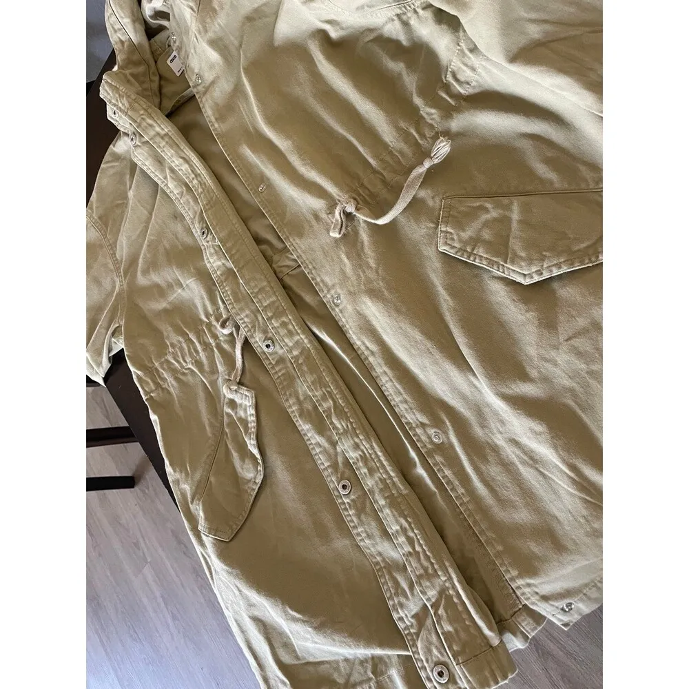 ASOS  Hooded button up Longline cotton Jacket in Khaki oversized y2k 90’s us 4 - Image 6
