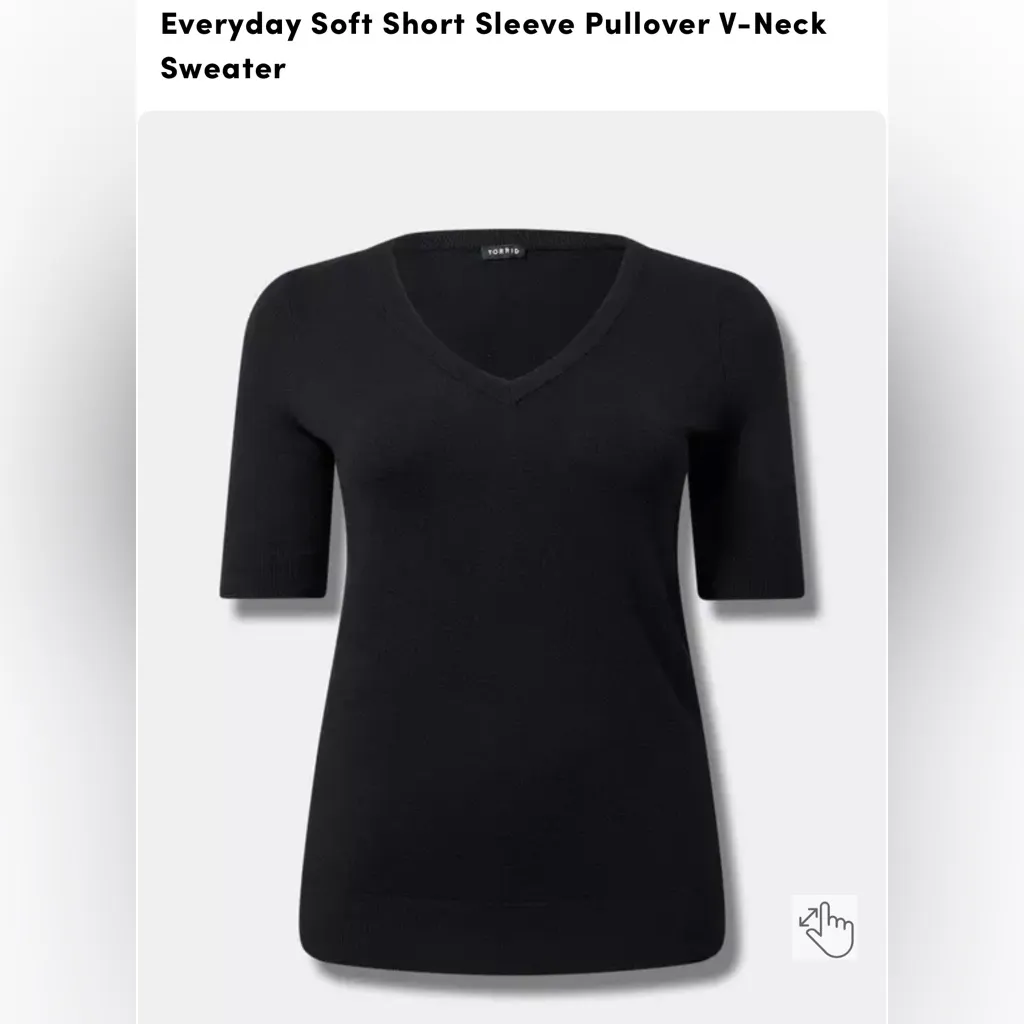 EUC Torrid Everyday Soft Short Sleeve Pullover V-Neck Sweater 4x Deep Black - Image 3