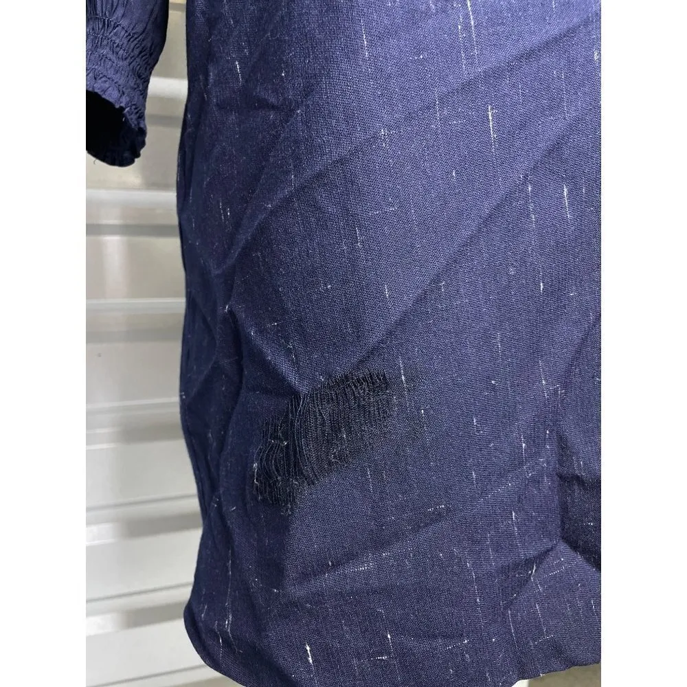 Rebecca Taylor Cross Hatch Wool Blend Wrap Dress Navy Womens Size 6 - Image 10