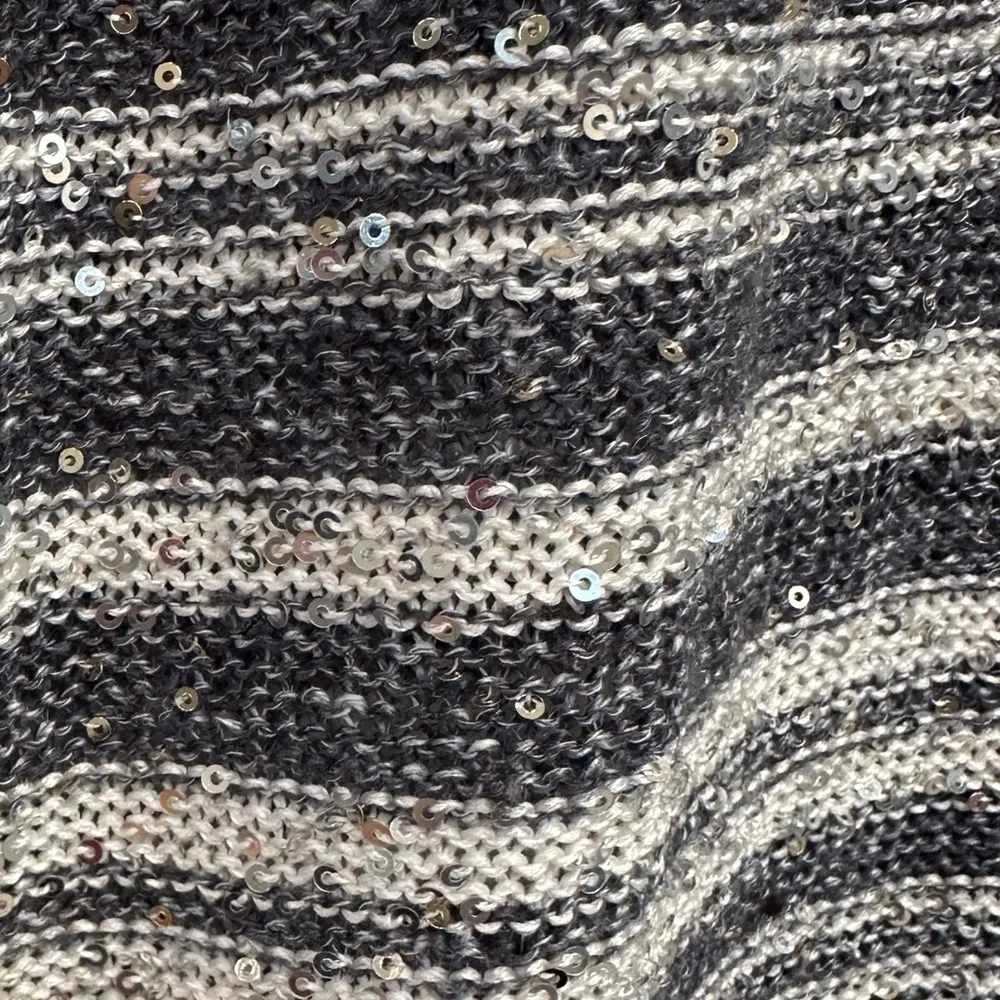 Amina Rubinacci Textured Sequin Grey Linen Blend Knit Sweater Dress Size Medium Gray - Image 7