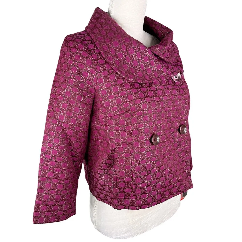 Isaac Mizrahi Target Blazer 10 Scarlet Bloom Crop Pockets Textured New - Image 5