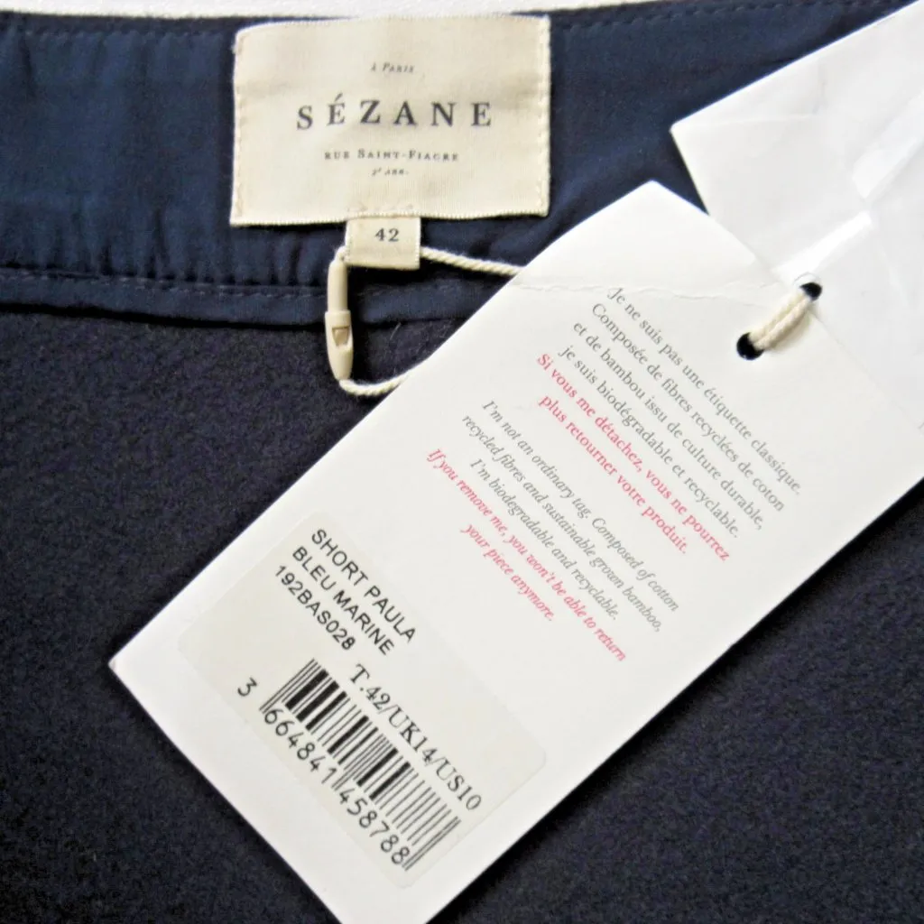 NWT Sezane Paula Short in Marine Navy Blue Wool Blend Shorts 42 / 10 - Image 8