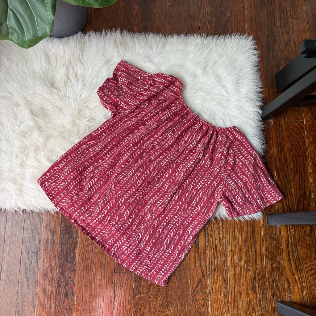 LUCKY BRAND Rust & Cream Peasant Top Size - Image 3