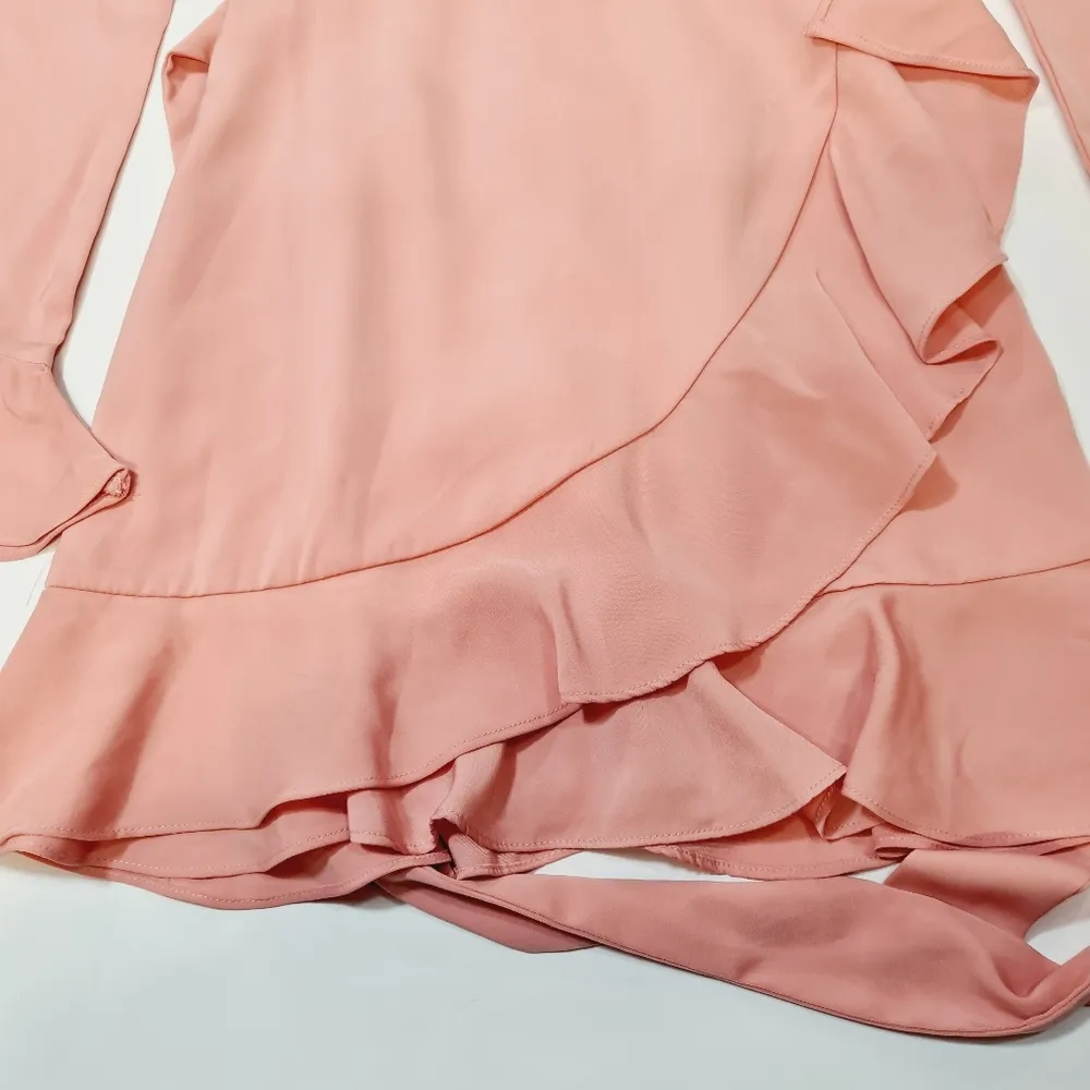MORE TO COME Khloe Ruffle Sleeve Mini Dress in Blush Size XXS - Image 4