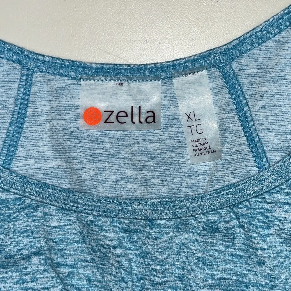 Zella Size XL Blue & White Heathered Long Sleeve Athletic Top w/ Thumbholes - Image 6