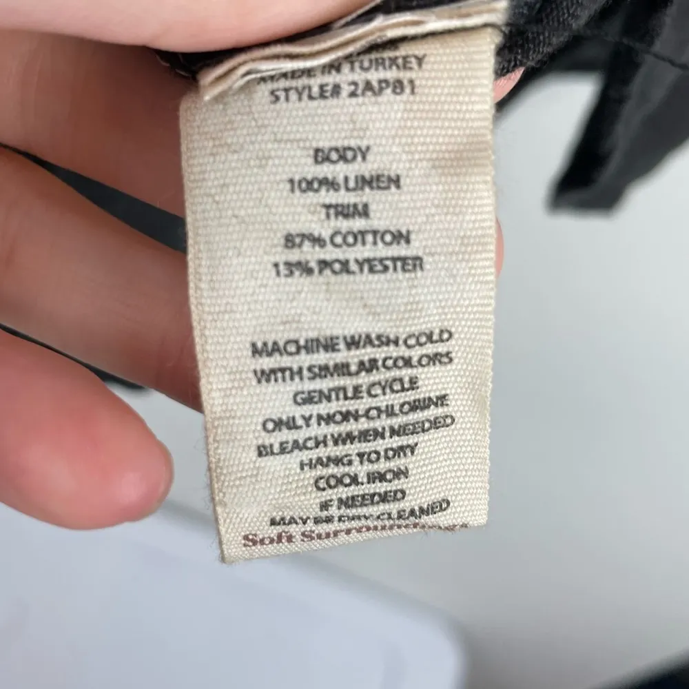 NWT Soft Surroundings Crochet Sleeve Grey Tunic Top Sz Small 100% Linen - Image 8