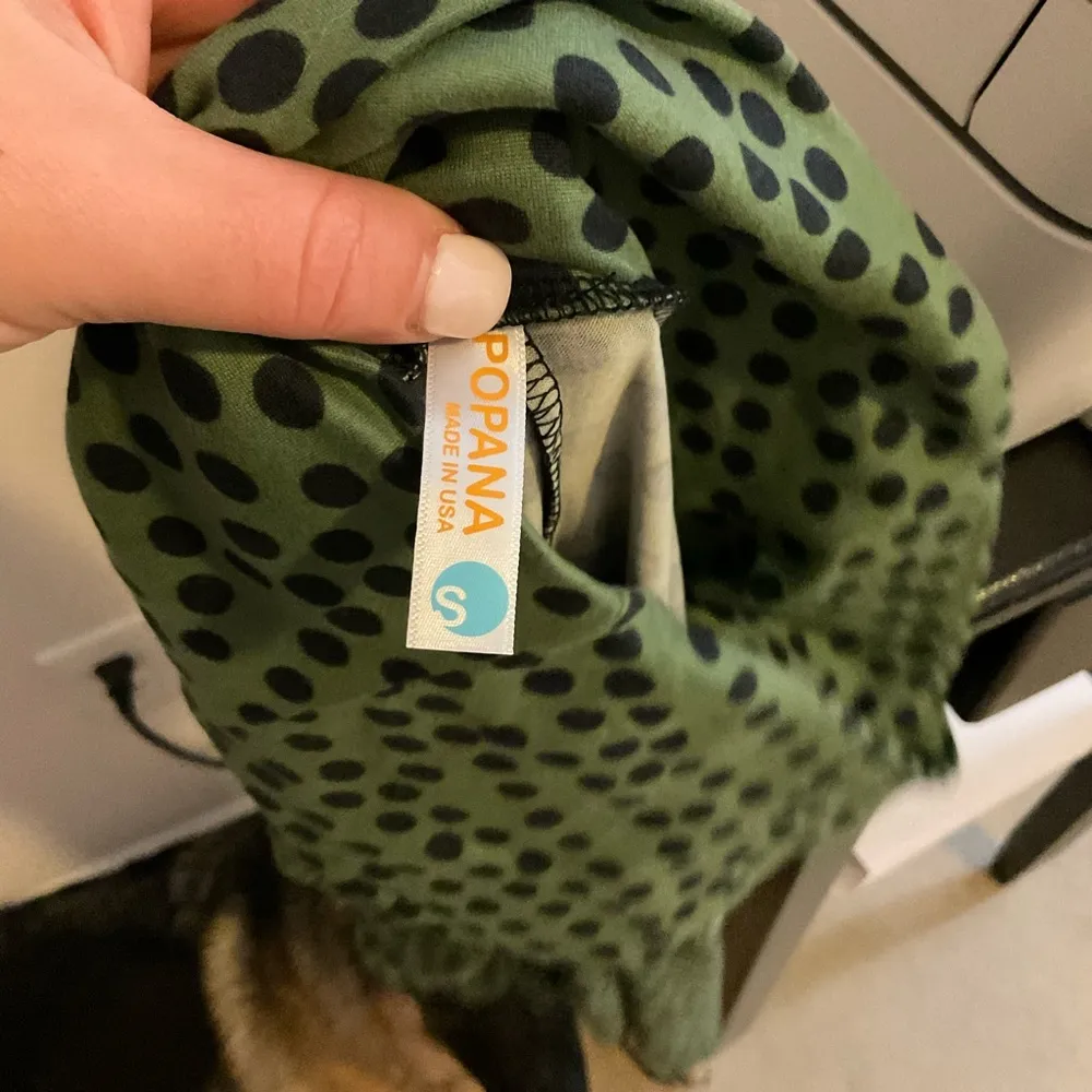 Popana Skirt with stretchy waistband Polkadot Print Green - Image 4