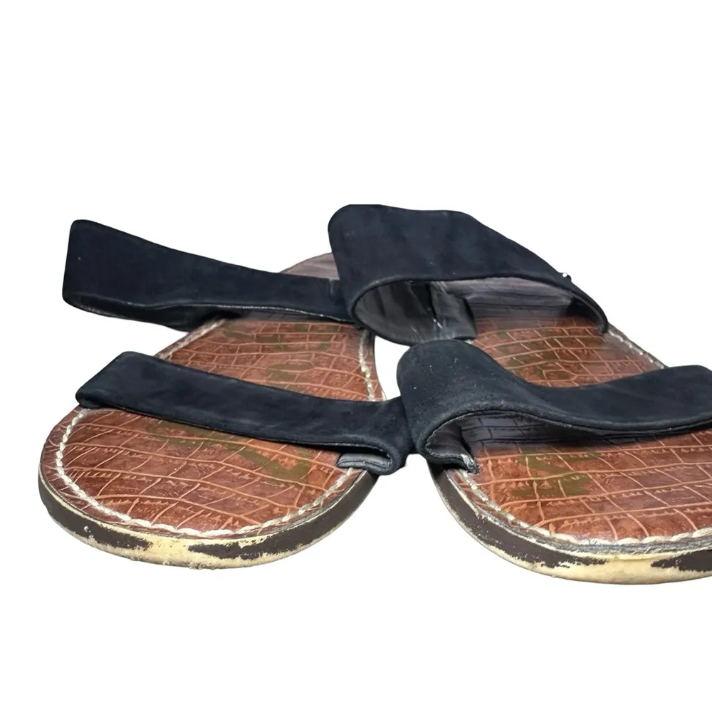 Sam Edelman Gala Slide Mule Black Suede Open Toe Two Strap Flat Slip On Sandals - Image 4