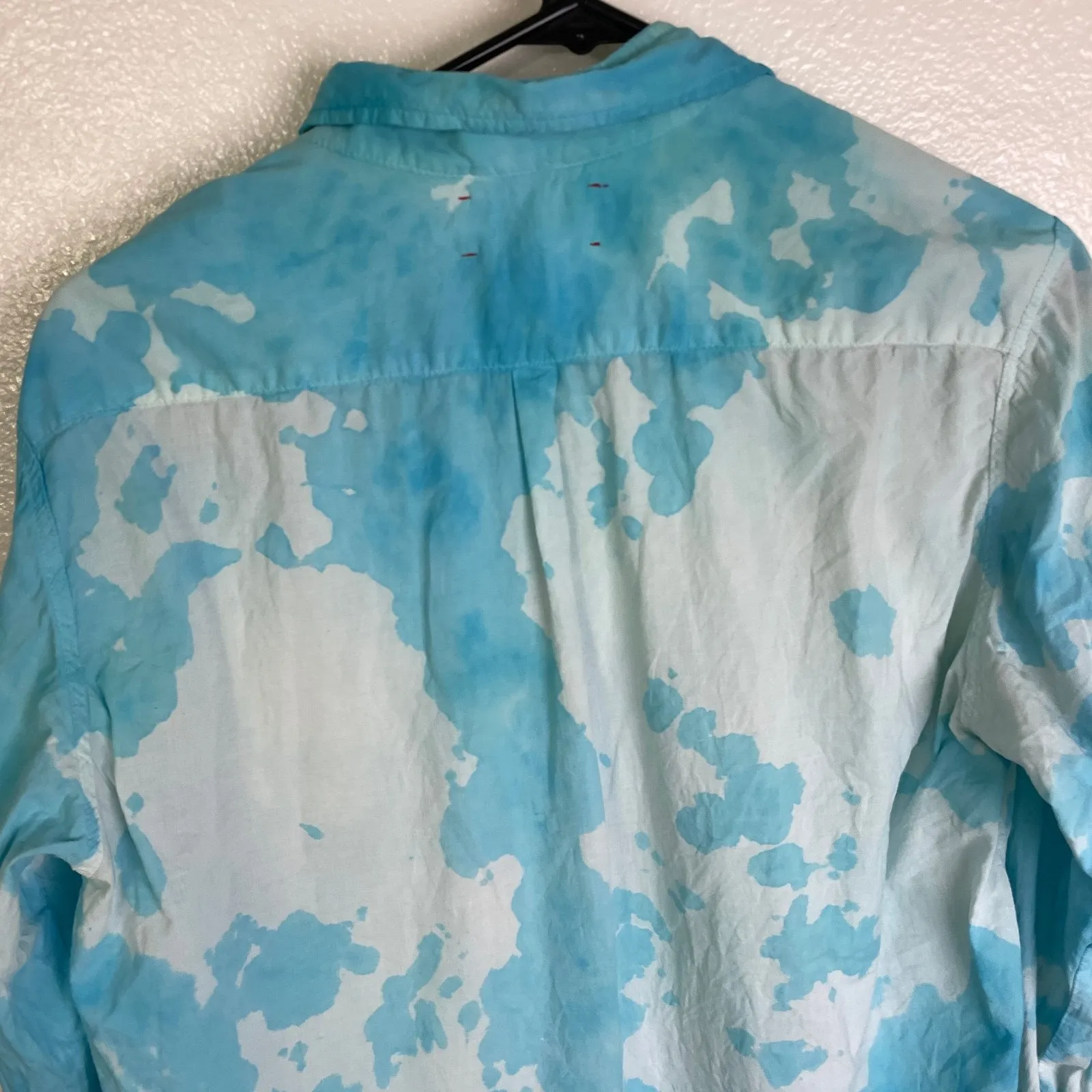 Xirena Shirt Womens XS Blue Long Sleeve Button Up Cotton Artsy USA *FLAW - Image 12