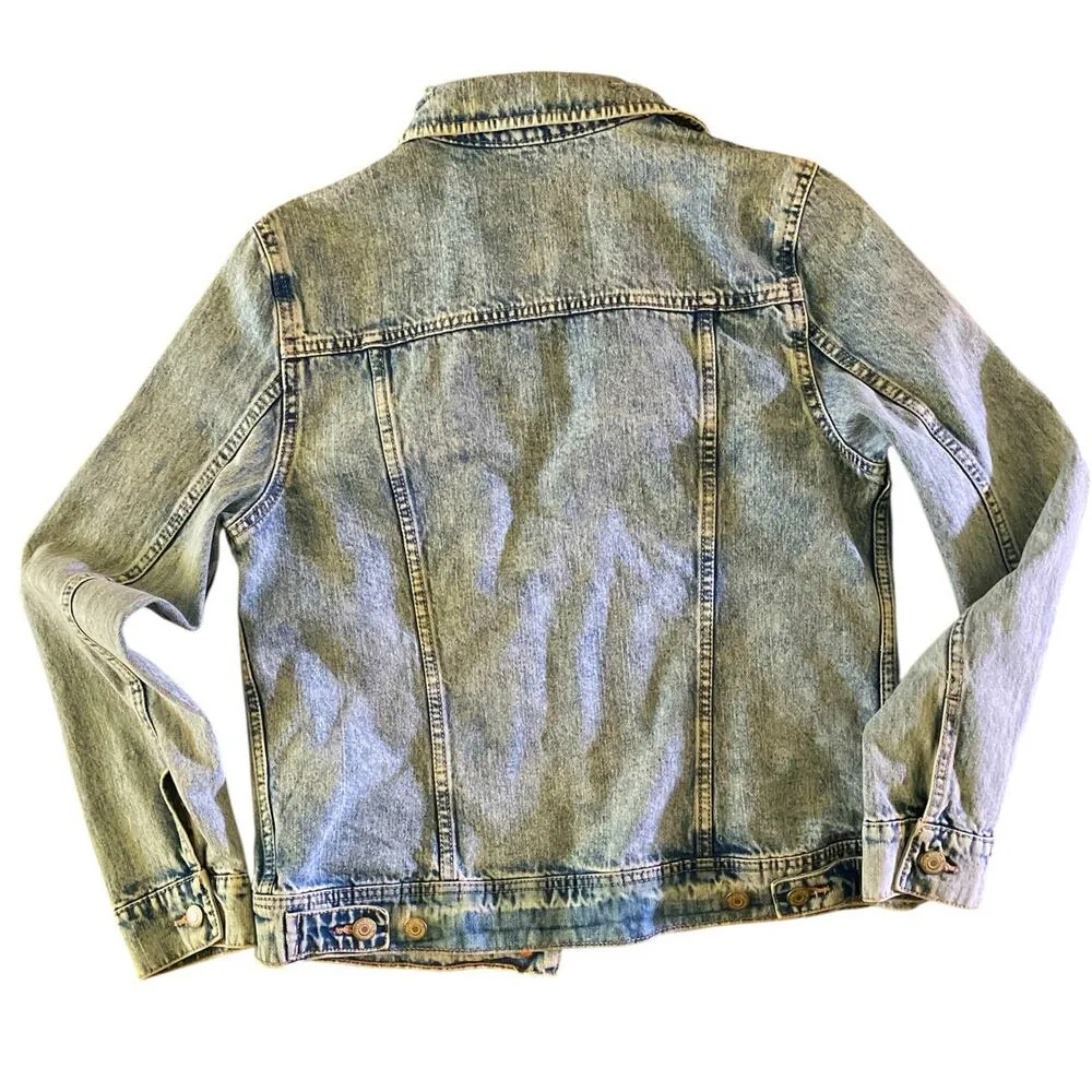 Old Navy Distressed Denim 100% Cotton Jean Jacket Medium - Image 3