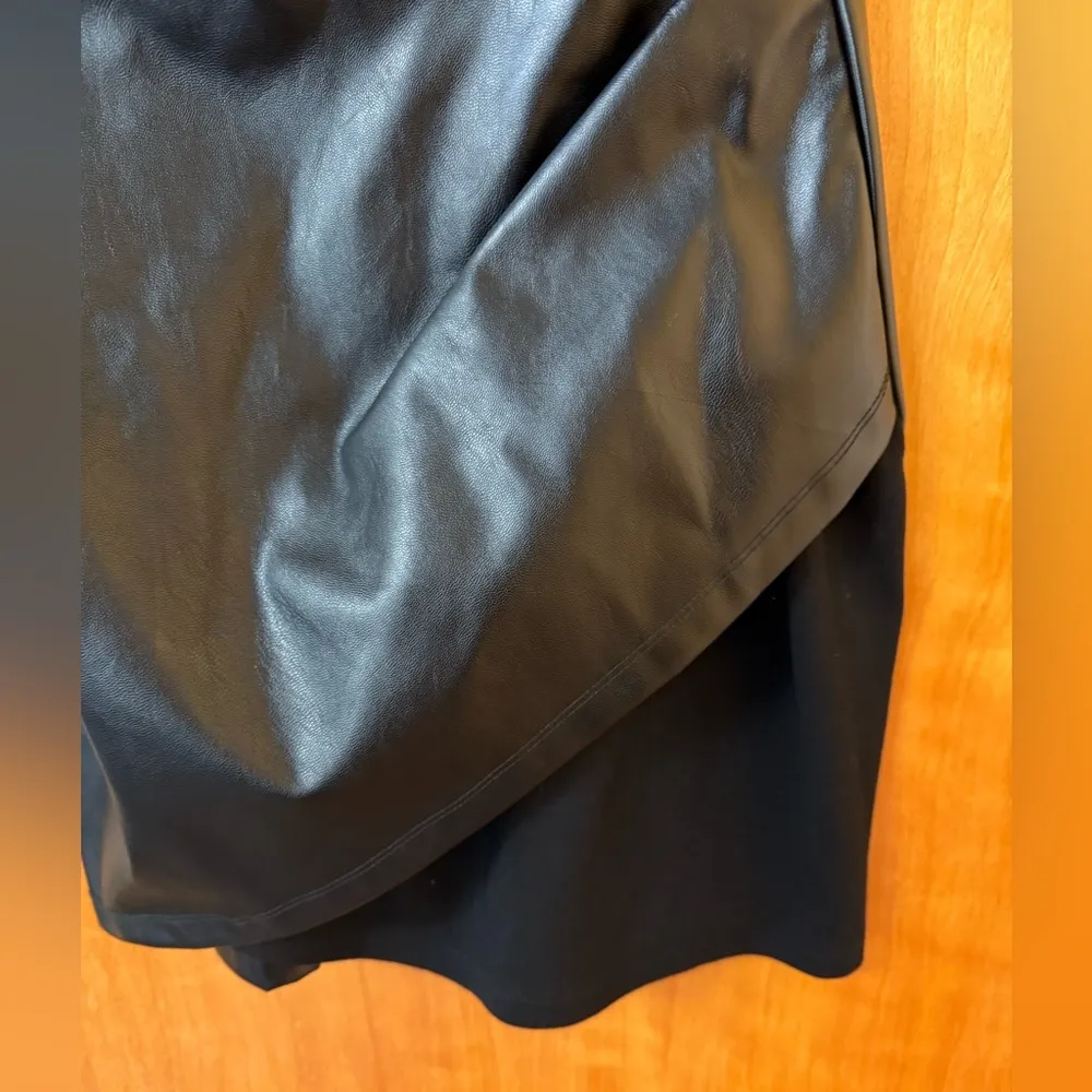 Lulus Taking Me There Black Vegan Leather Ruched Bodycon Mini Dress NWT Medium - Image 5