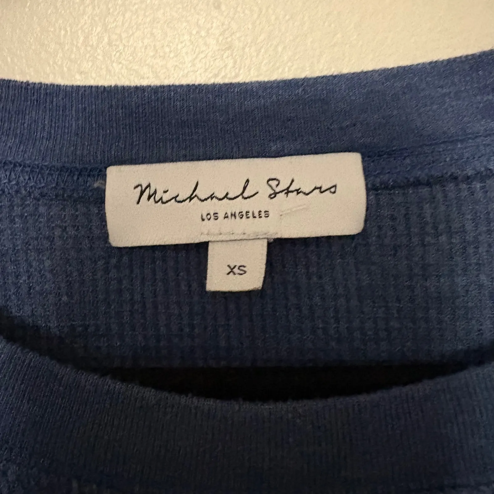 Michael Stars Tie Dye Waffle Knit Crew Neck Sweatshirt Womens XS Blue Red Yellow - Image 3