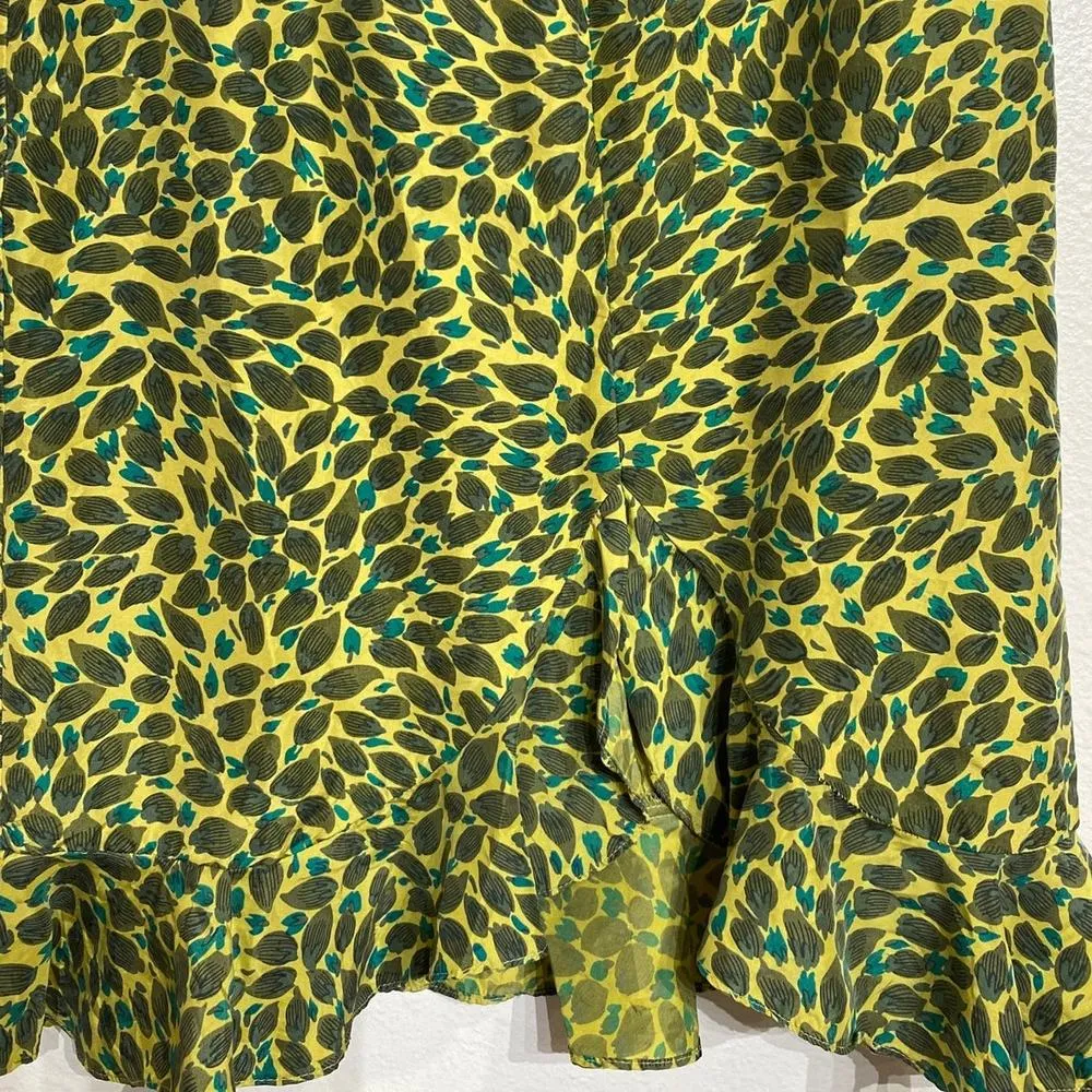 Alice & Trixie Yellow Leaf Silk Ruffle Hem Skirt Sz 6 NWOT - Image 8