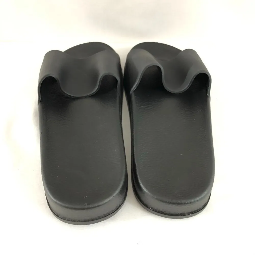 Womens Slide Sandals Rubber Slip On Basic Black 7 - Image 3