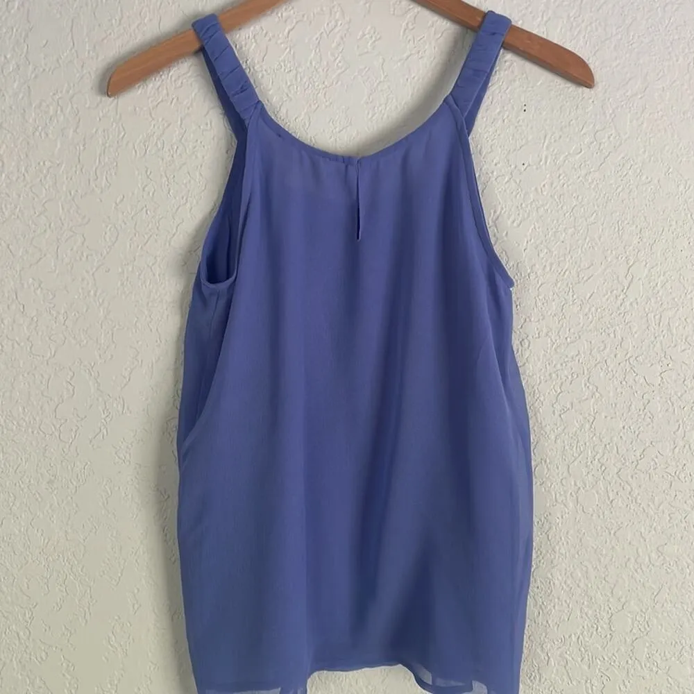 Moulinette Soeurs Treasured Depths Blue Beaded Tank Top Coquette Lace Pearls - Image 4