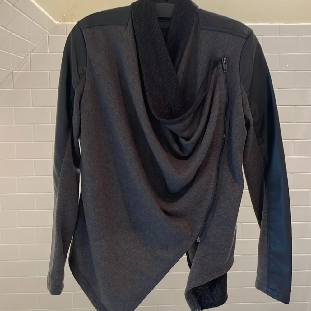 Blank NYC asymmetrical jacket with leather, Small - Image 3