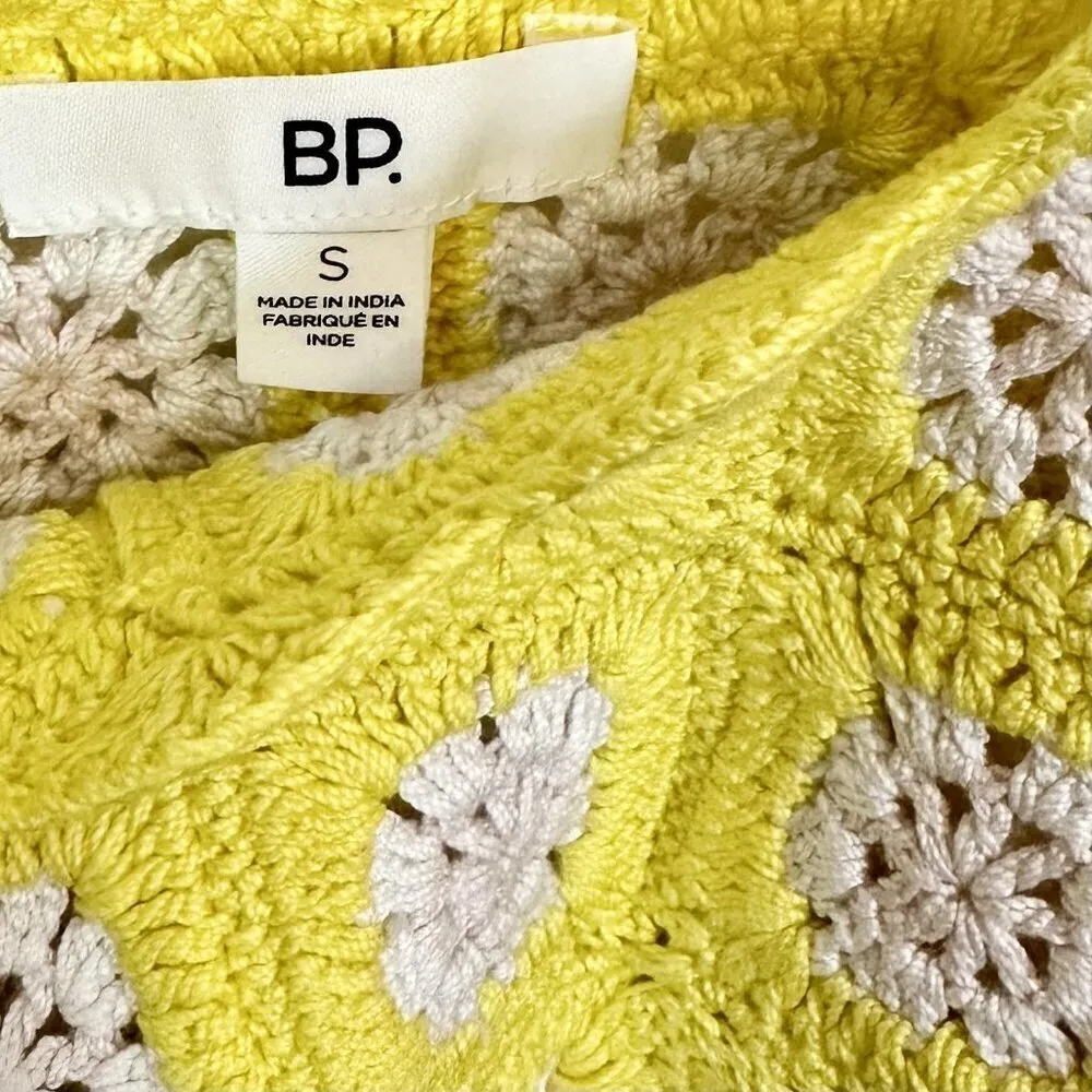 NWT BP by Nordstrom Crochet Knit Yellow & White Knit Crop Top - Small - Image 3