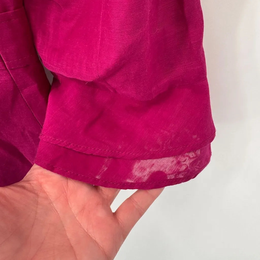 Classiques Entier Blazer Jacket Womens XS Pink Cotton‎ Silk Blend Sheer Sleeves - Image 7