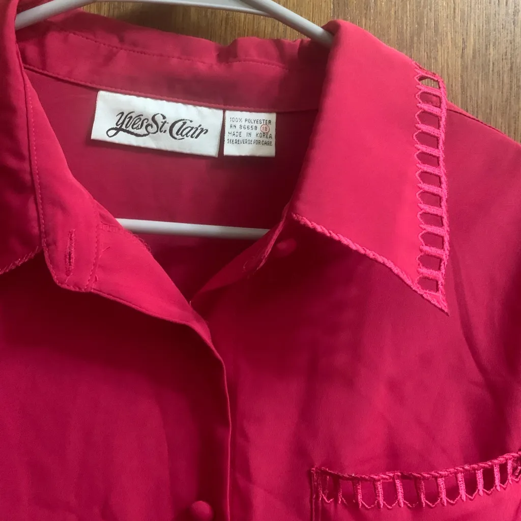 Yves St. Clair Vibrant Pink Blouse Red Size 18 - Image 5