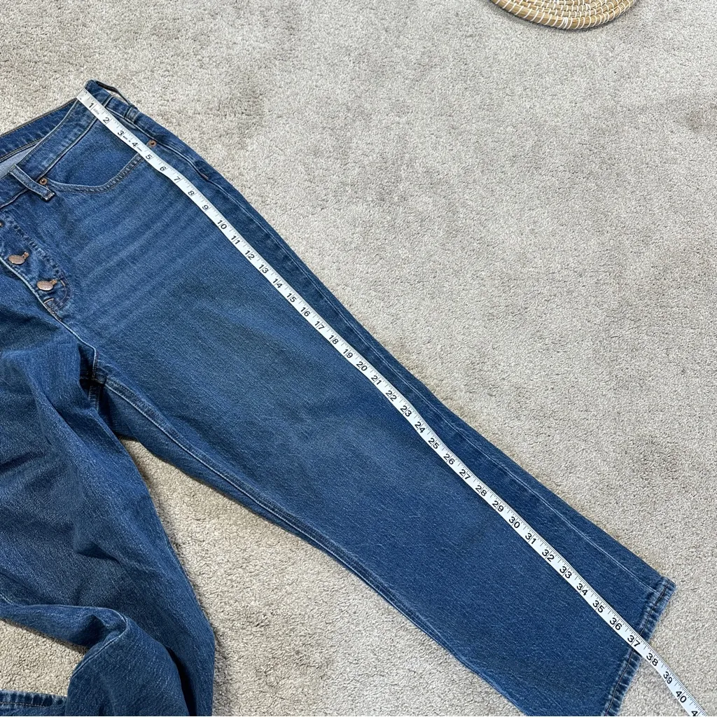 J. Crew Factory Women’s Mid Rise Flare Crop Jeans Stretch Button Fly Size 32 Blue - Image 12