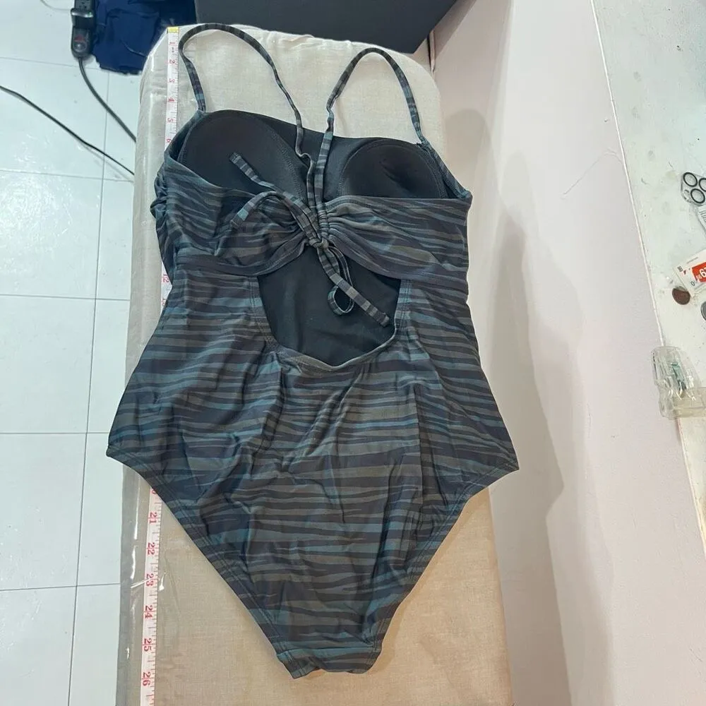 Kona Sol Multicolor Cutout Back Built-In Bra Stretch One Piece Swim Suit Medium - Image 10