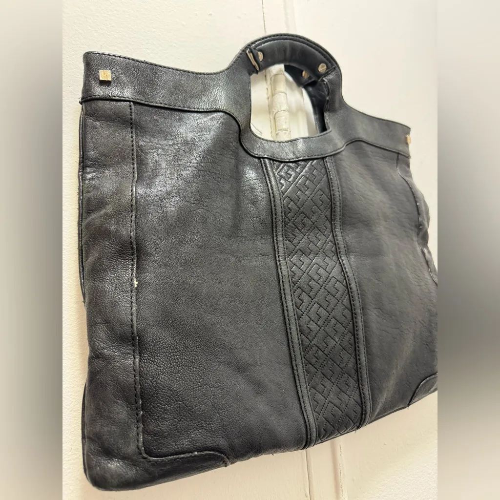 Y2K Gwen Stefani L.A.M.B Black Leather Convertible Clutch To Tote Handbag - Image 8