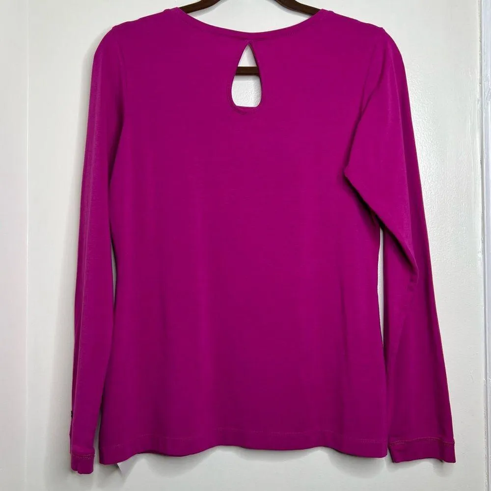 Columbia Omni Wick Long Sleeve Shirt Top Women’s Sz Medium Keyhole Back Fuchsia - Image 3