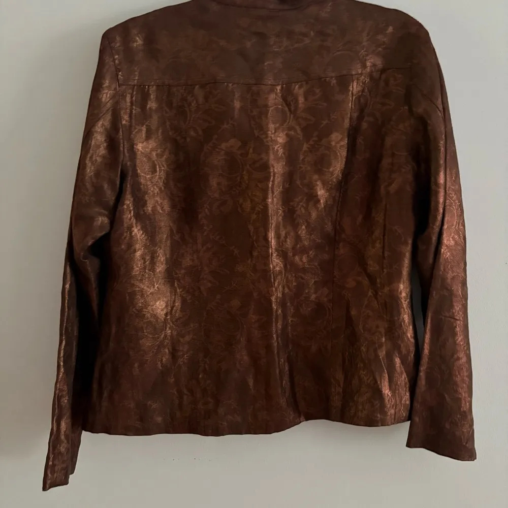 Chico’s Lightweight Linen Silk Blend Bronze Jacket. Size 1 - Image 14