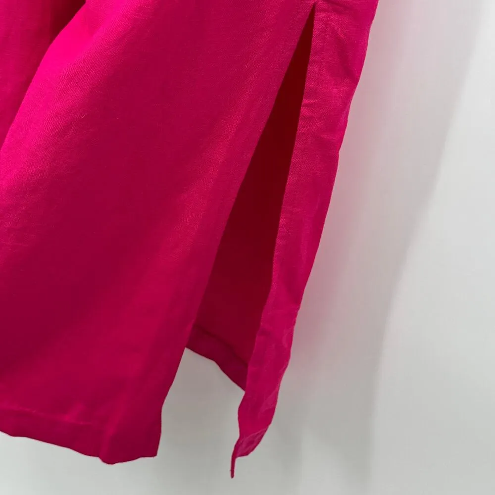 Saint Tropez West maxi dress 12 linen blend cap sleeve ruched slit fuchsia NEW - Image 7