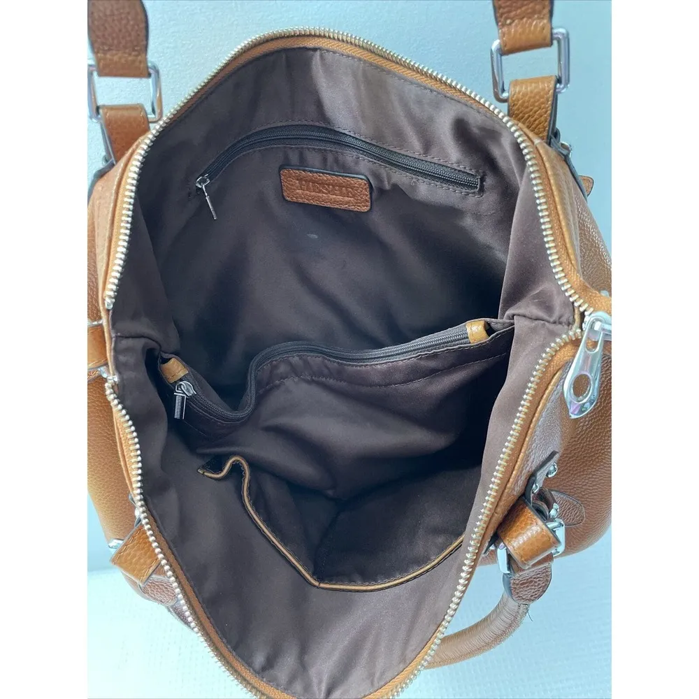 Heshe Women’s Genuine Cognac Cowhide Leather Large Purse READ - Image 4