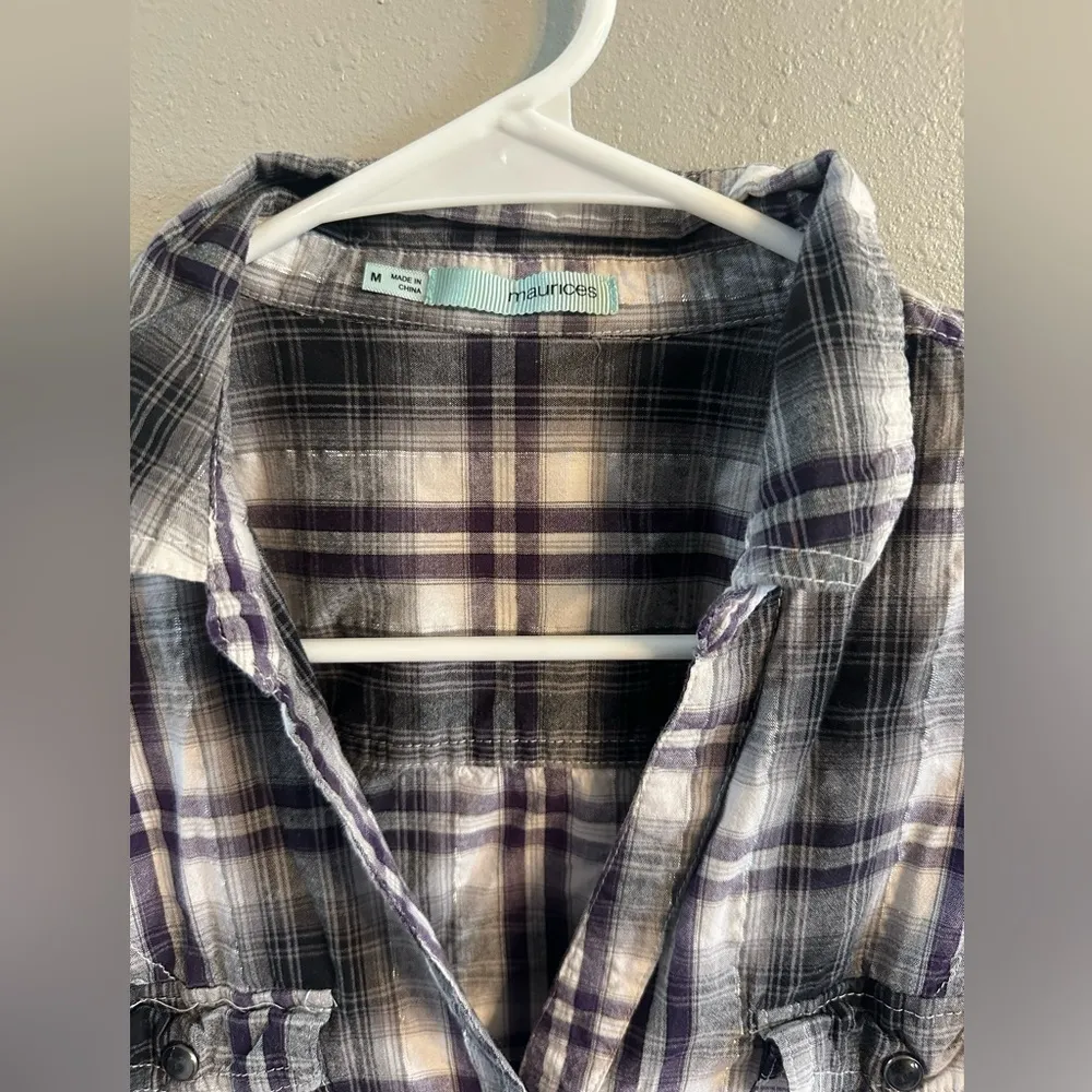 🔴Maurices Purple Plaid Button-Up Shirt - Image 2