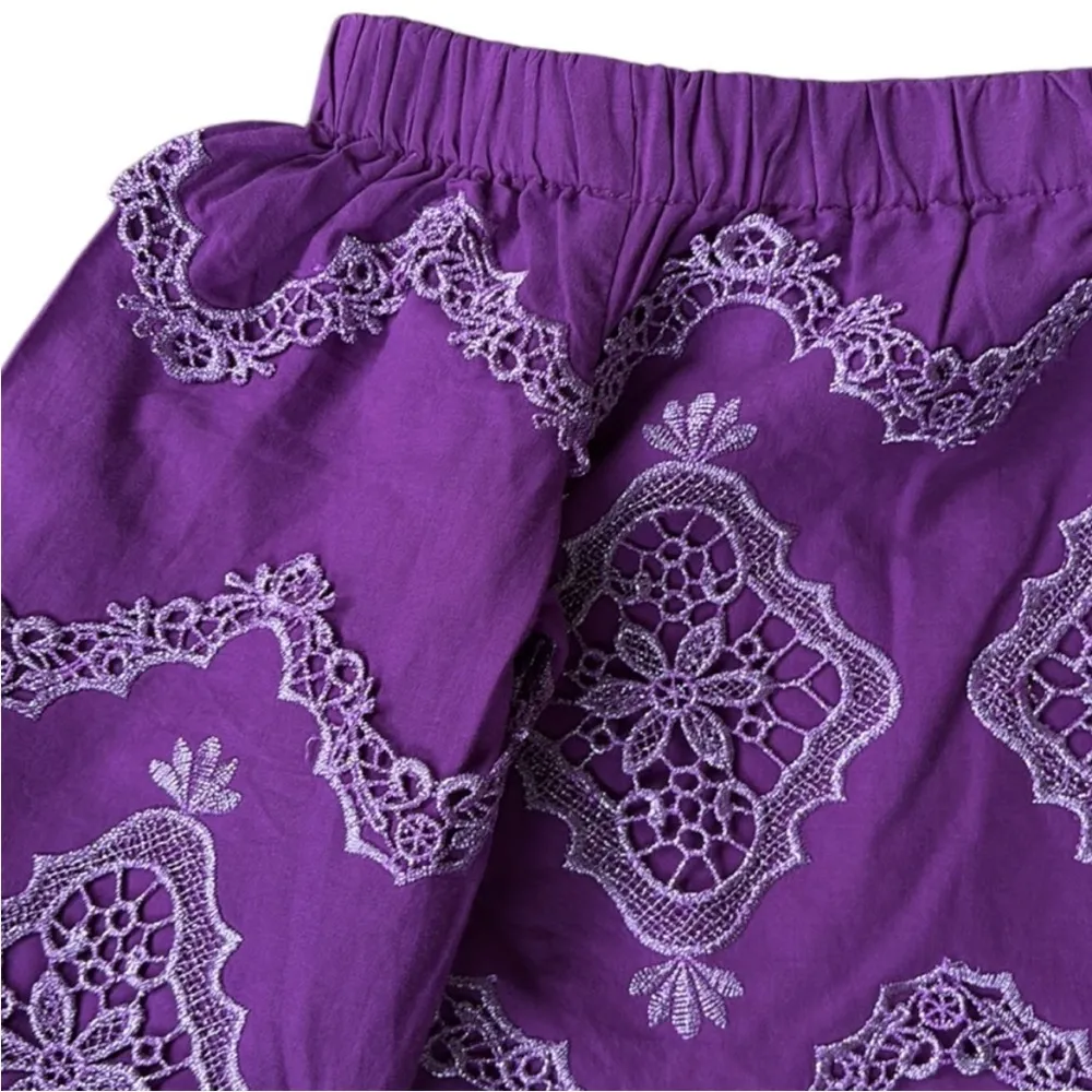 NWT Boston Proper Metallic Lace Off
Shoulder Shift Dress Purple Generous XXS - Image 5