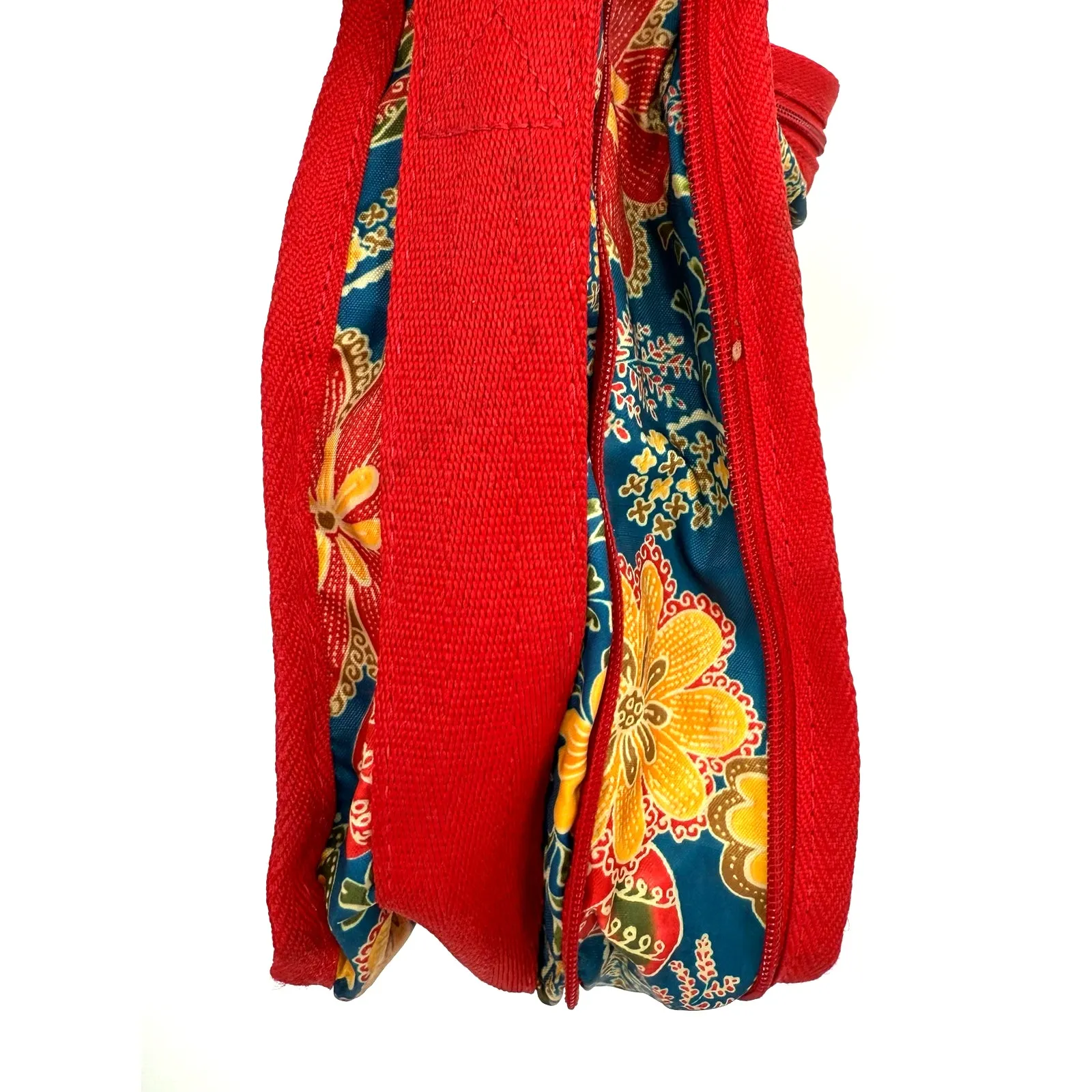 LeSportsac Zippered Crossbody Satchel Bag Purse Red Blue Floral Pockets - Image 3