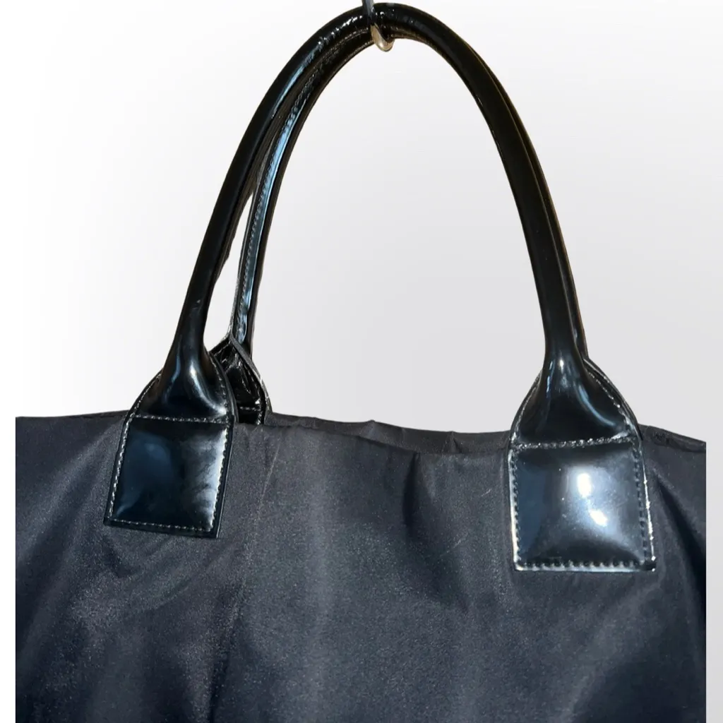 TORY BURCH ELLA Black Nylon and Patent Leather Ella Tote Bag - Image 9