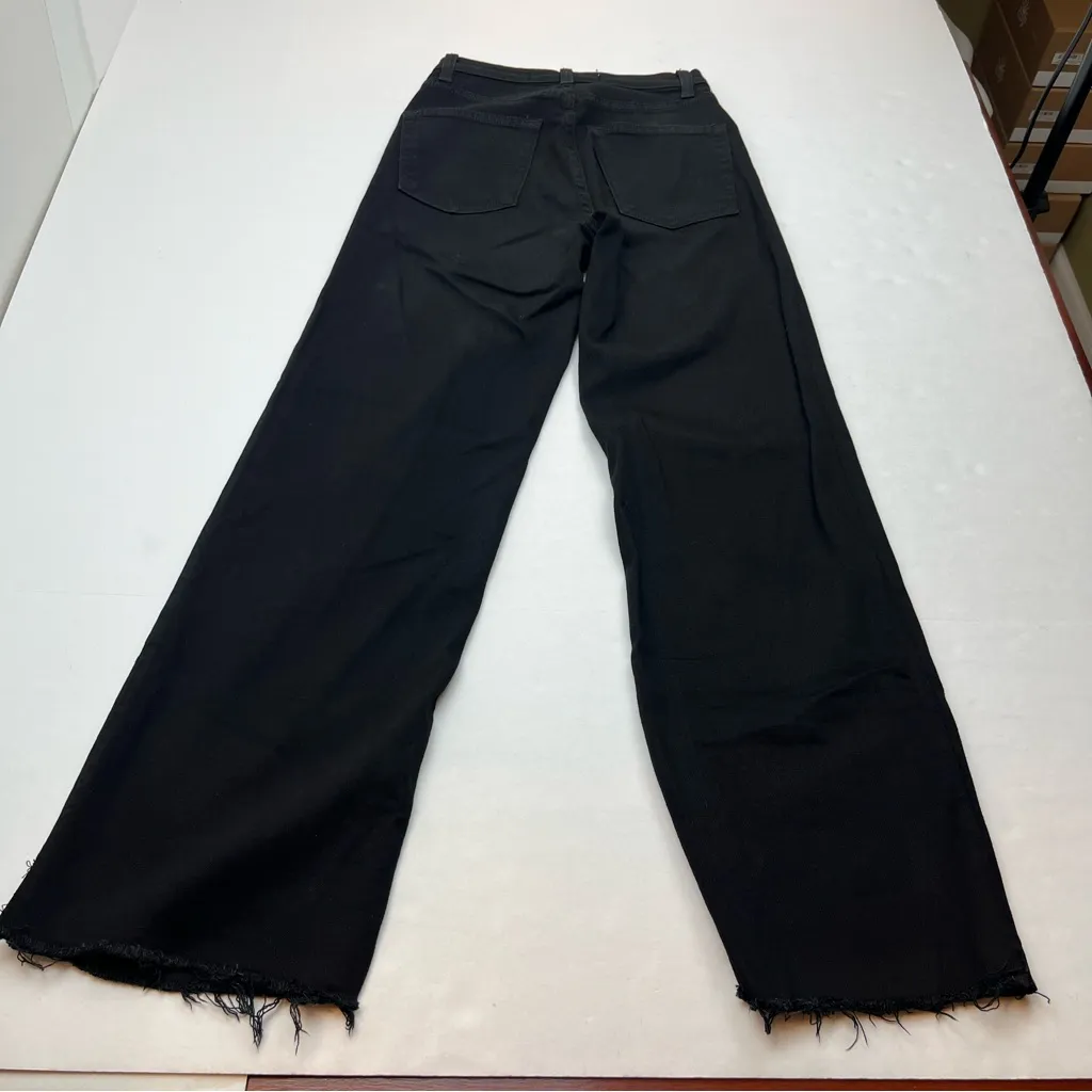 Reformation Womens Size 23‎ Black Stretch Flood Jean Pant Wide Leg Crop Frayed - Image 14