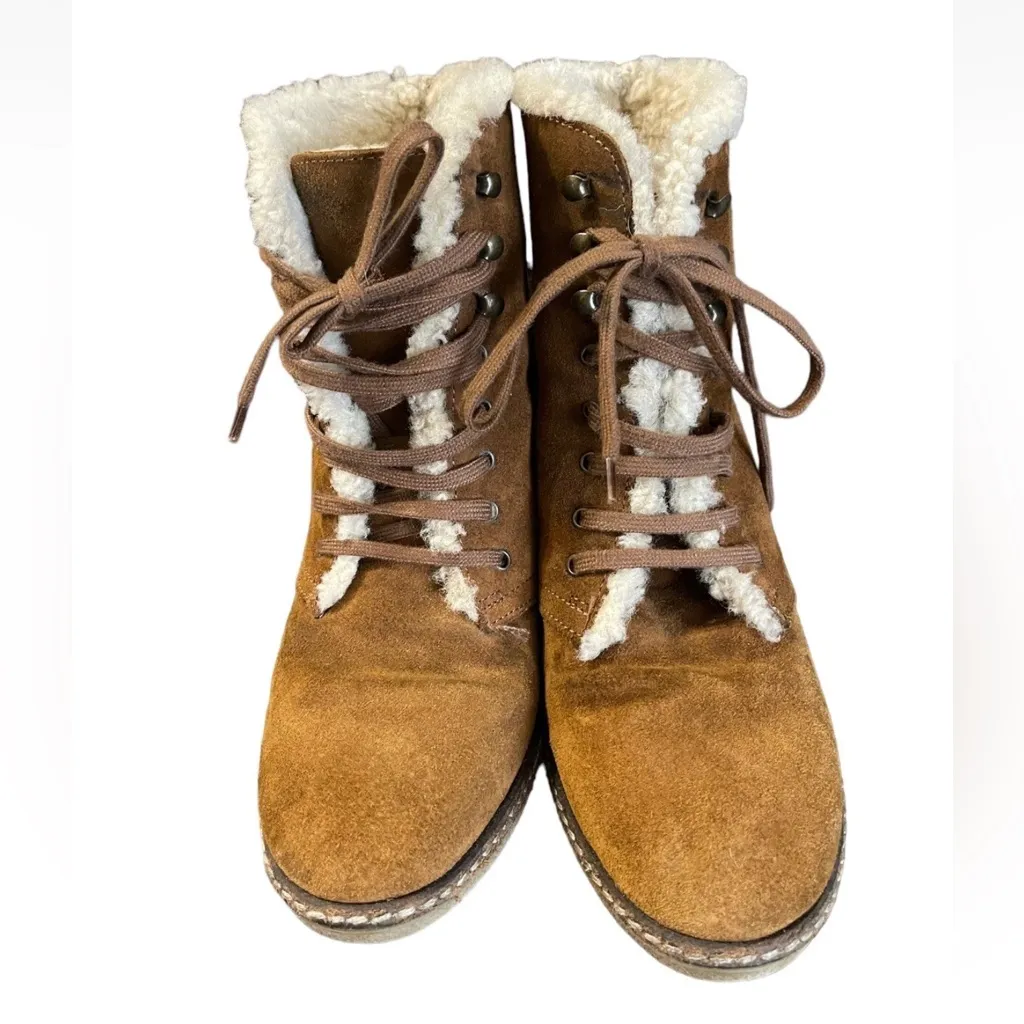 J Crew Womens Size 9 Macalister Wedge Shearling Boots 55817 Brown Made In Italy - Image 7