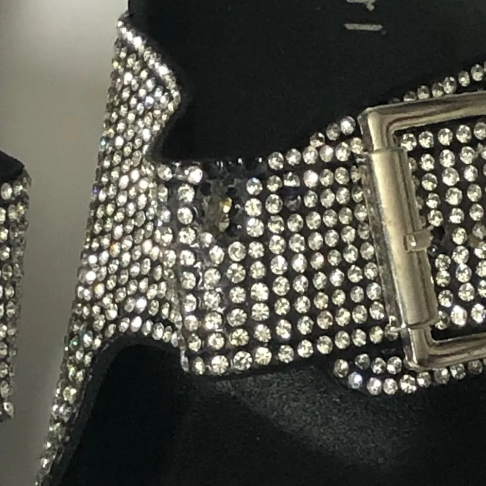 Madden Girl Glitter Buckle Rhinestone Slide Sandal Sz 6 - Image 11