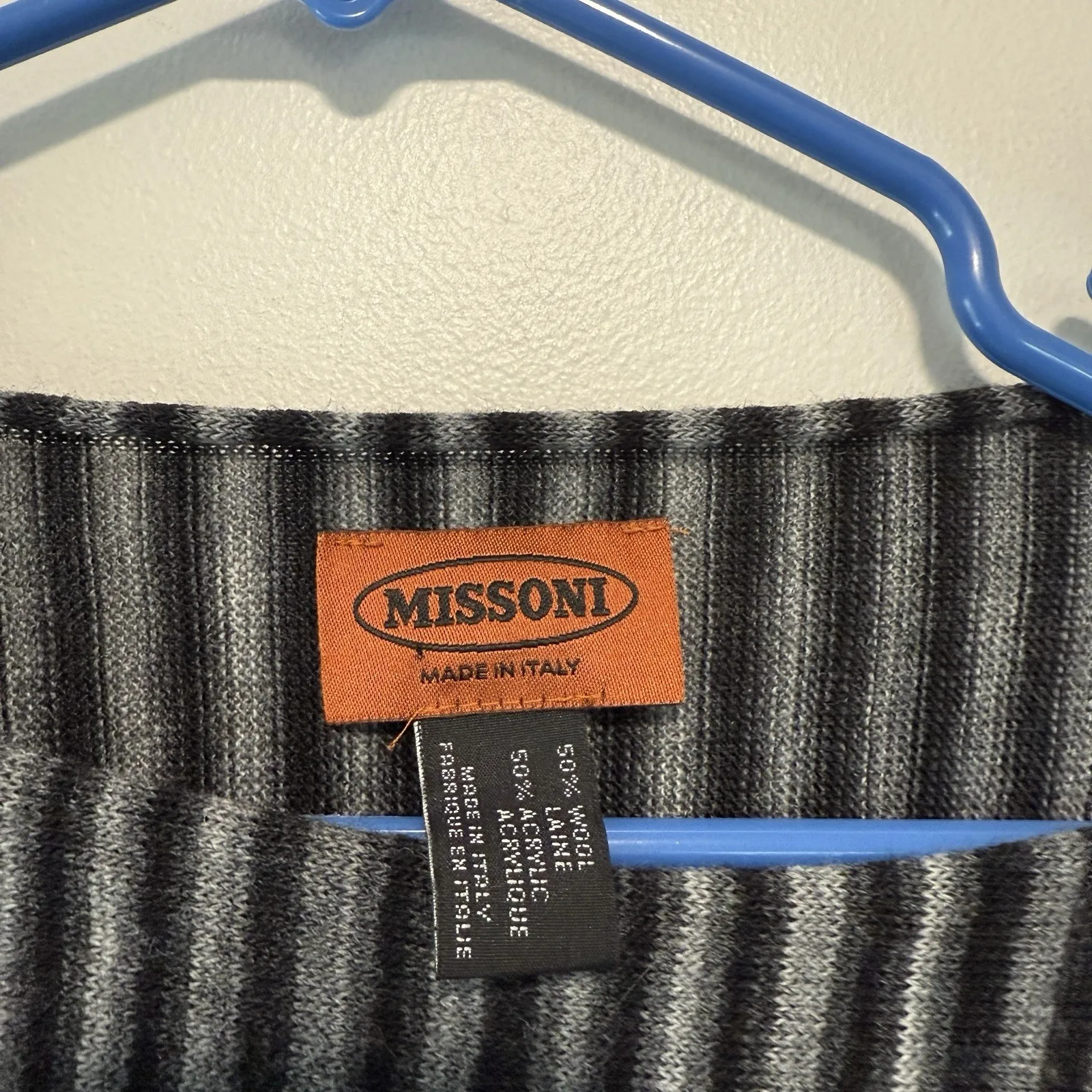 Missoni Gray Stripe Wool Blend Knit Poncho One Size - Image 3