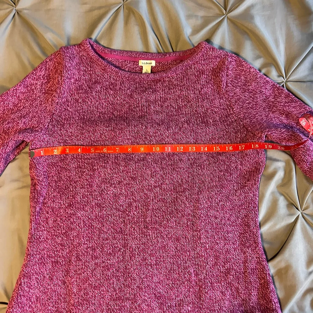 LL Bean Pink Sweater Womens Size Large Regular Knit Cotton Crewneck Top 282281 - Image 5