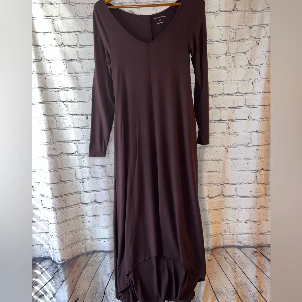 Universal Standard NWT Long Sleeve High/Low Knit Maxi Dress Chocolate Brown XS - Image 2