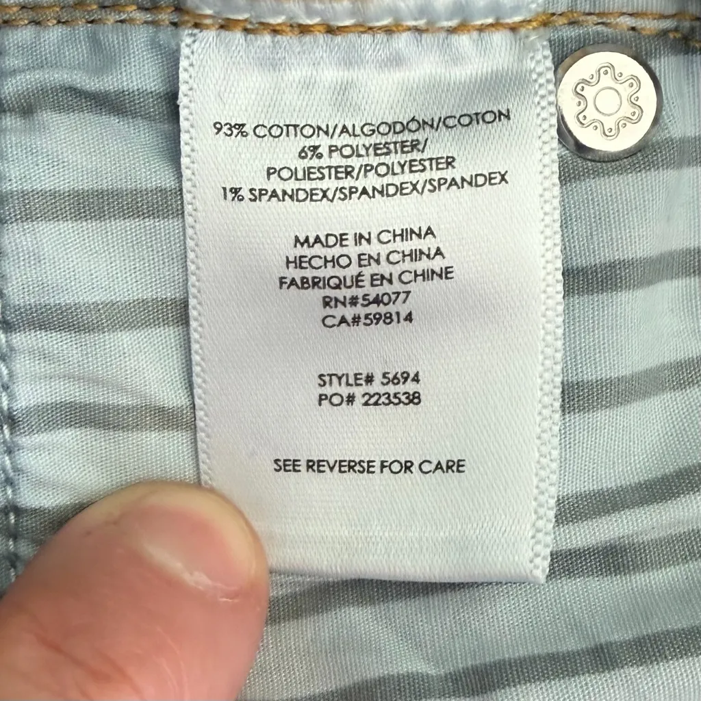 CAbi Button Fly Skinny Distressed Braided Waistband Jeans Style 5694 Size 8 - Image 11