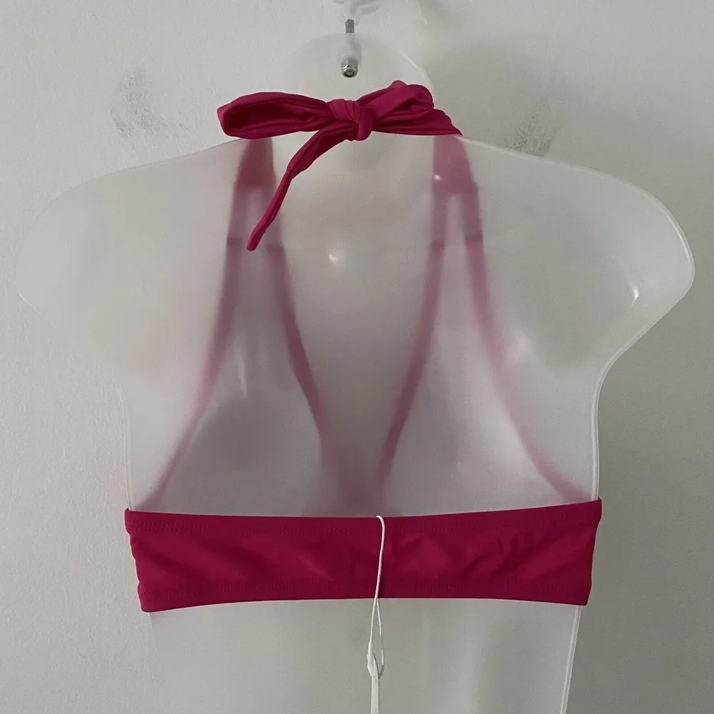 Halara Swim Halter Tie Backless Bikini Top Hot Pink Size S NWT - Image 6