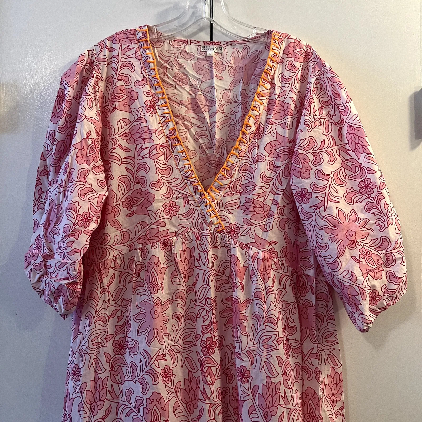 Debbie Katz South Beach Pilar Dress size L pink white floral Size L - Image 4