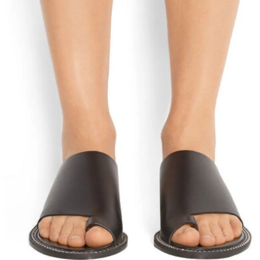 Givenchy  Black Leather Chain Accent Slides - Image 2