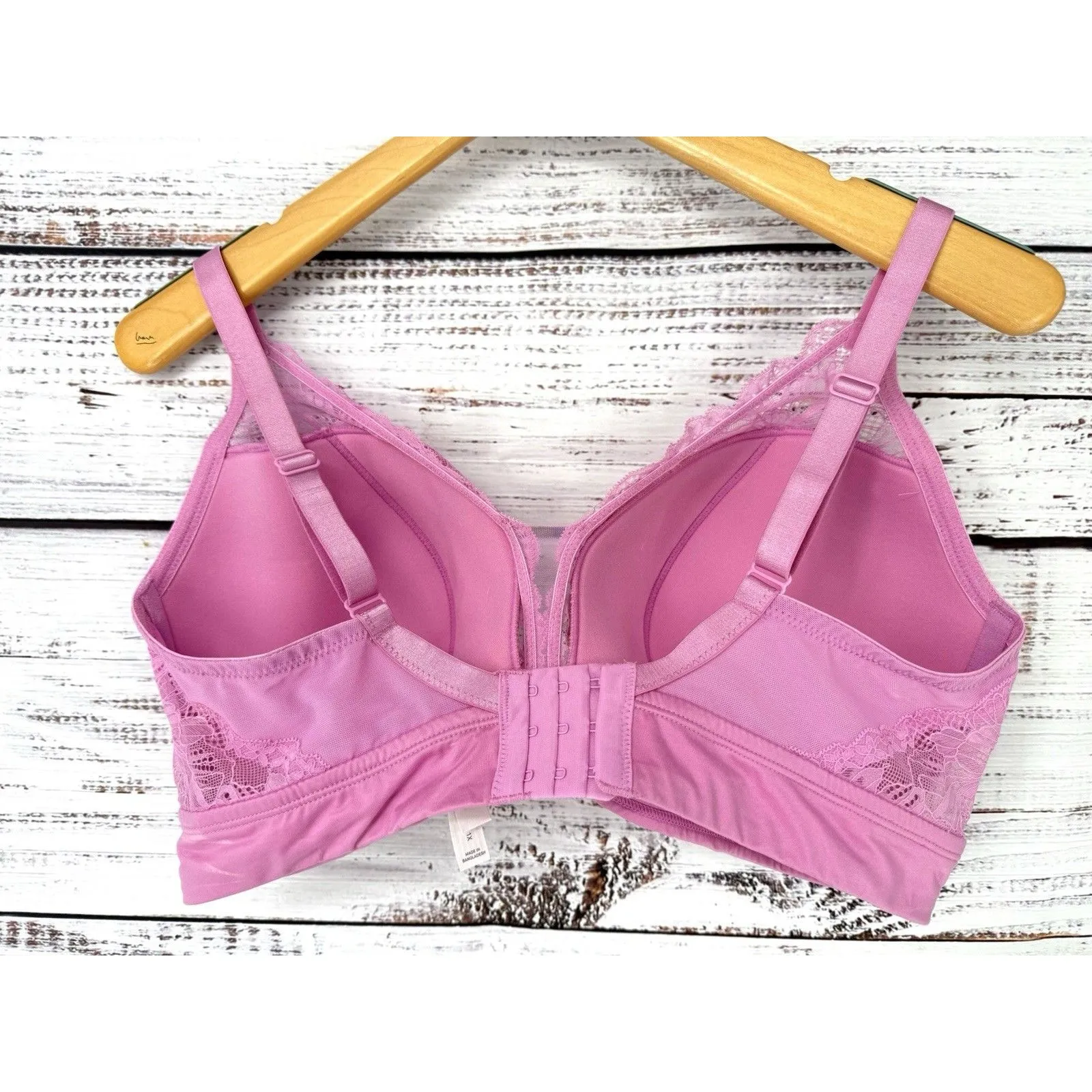 Auden Lightly Lined Bralette Womens 1X Lace Stretch Comfort Light Pink‎ Bra Pink - Image 2