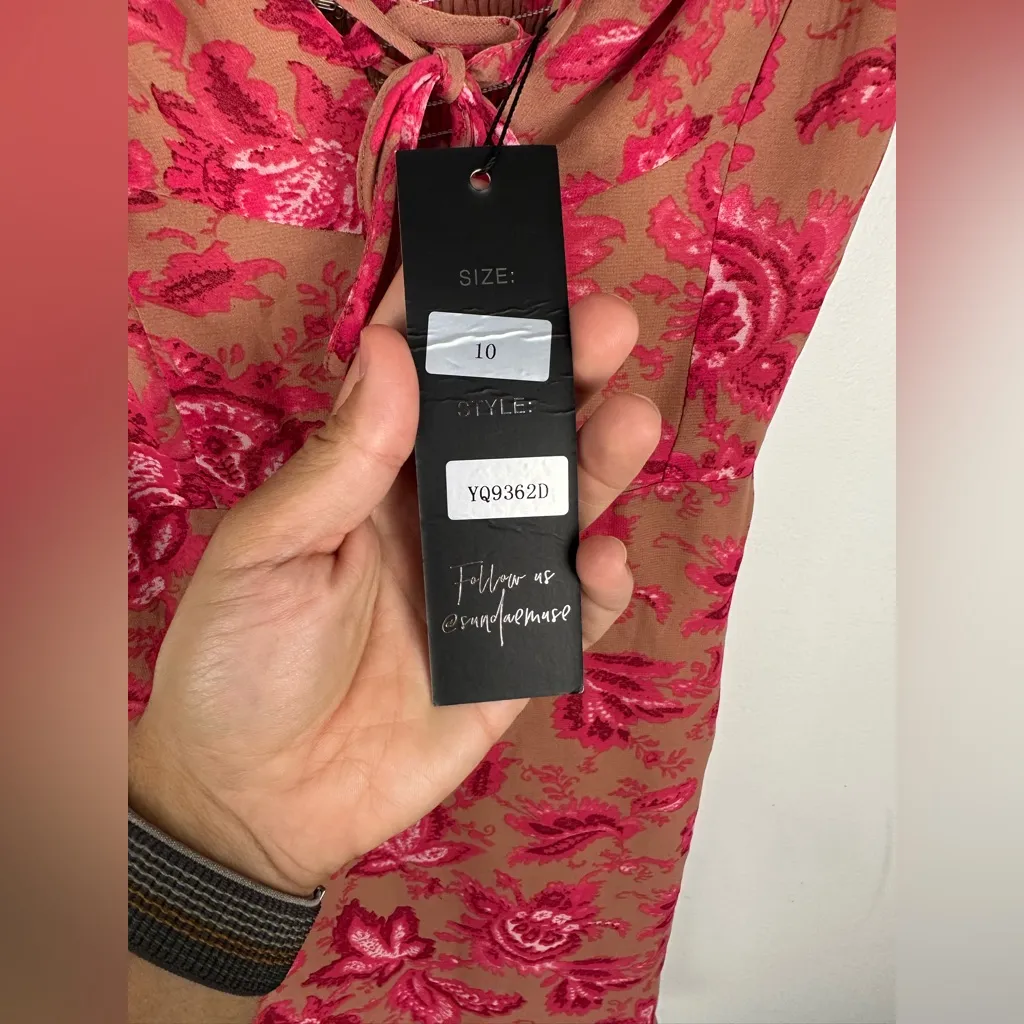 Sundae Muse Juliet Floral Ruffle Straps Girly Mini Dress NWT Women’s Sz 10 - Image 9